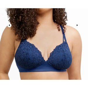 NWT Maidenform M Soft Support Lace Wireless Bralette Size Medium Navy Eclipse
